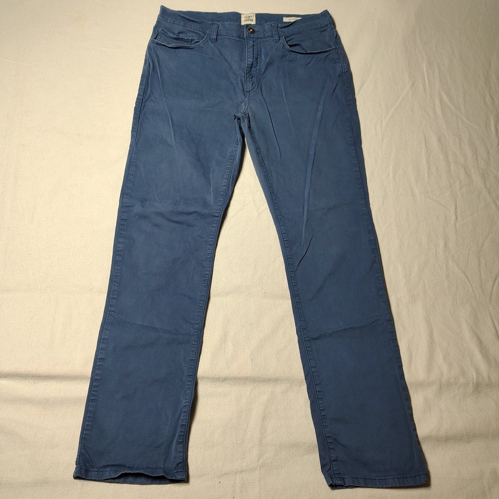 Flint and Tinder Mens Slim Fit 365 Pants 34x32 Blue Cotton Spandex Chino Trouser